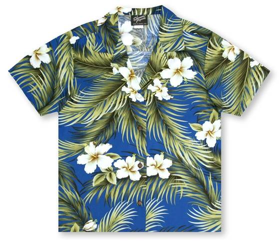 가장 전형적인 형태의 하와이안 셔츠. 야자수 잎과 꽃무늬가 화려하게 들어가 있다. [사진 중앙포토]