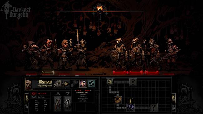 '다키스트 던전' 은 4명의 용병 캐릭터로 구성된 파티를 통해 어두운 지하 던전을 탐색하는 로그라이크형 게임이다.