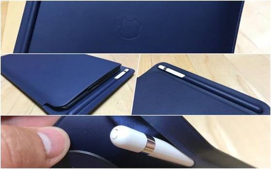 아이패드 프로 10.5에 맞춰 새롭게 출시된 가죽 케이스. 애플펜슬도 수납할 수 있다. /박성우 기자
