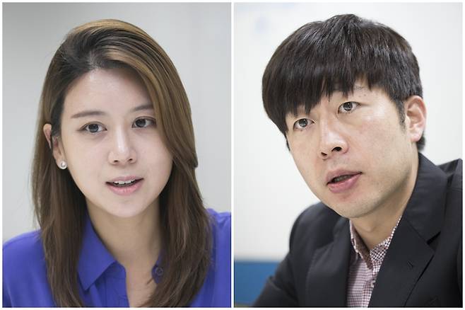 ▲ 손정은(왼쪽)·허일후 MBC 아나운서가 지난 25일 서울 상암동 MBC 사옥에서 미디어오늘과 인터뷰를 하고 있다. 사진=이치열 기자.