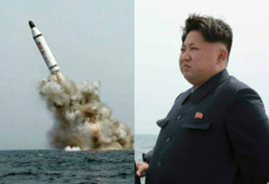 북한 김정은 제1비서가 잠수함 탄도미사일 발사 시험을 참관한 모습 (사진=노동신문)