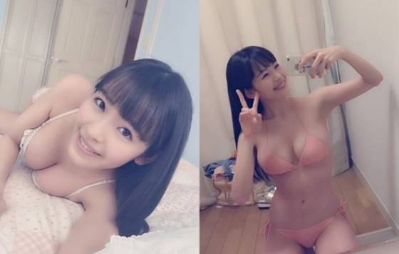 일본 그라비아 아이돌 시미즈 미사토가 볼륨감이 돋보이는 셀카를 공개했다. © News1스포츠 / 시미즈 미사토 트위터