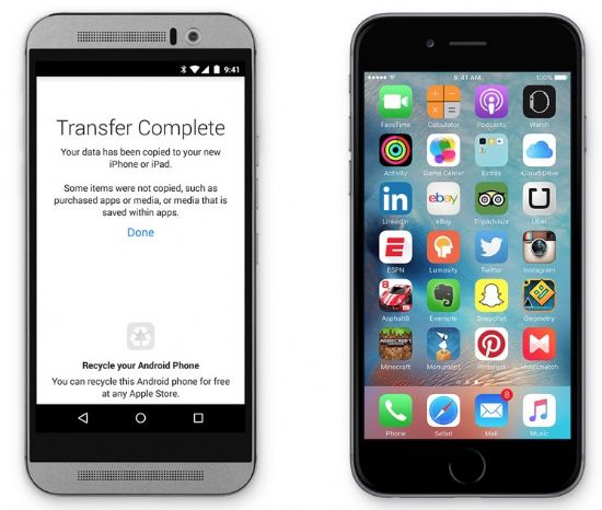 애플이 안드로이드 기기에 있는 각종 데이터를 iOS로 쉽게 옮길 수 있는 앱을 내놨다. (사진=애플)