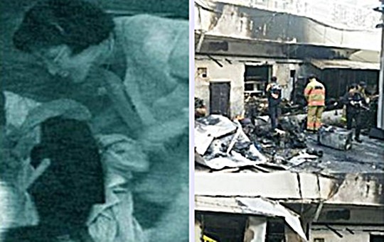삼풍백화점 악마아줌마 YTN 캡처 사진(왼쪽)과 최근 인천에서 발생한 화재가 난 가게 앞 도둑질 사건 관련 사진. 인터넷 캡처