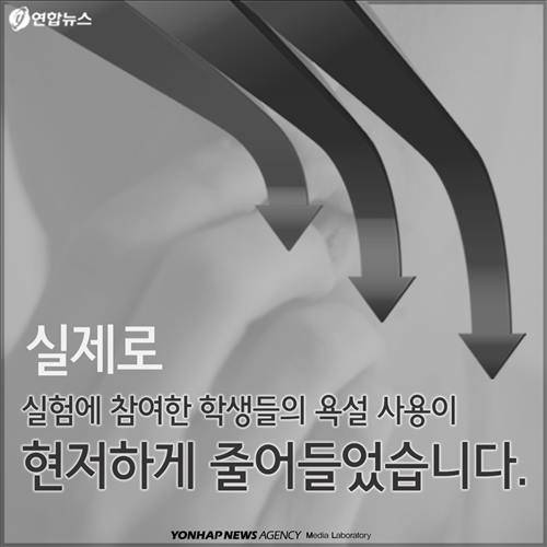 실제로 실험에 참여한 학생들의 욕설 사용이 현저하게 줄어들었습니다.