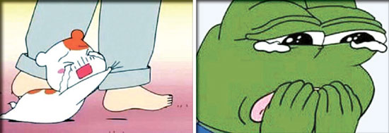 사랑스러운 햄스터 ‘에비츄’(左), 슬픈 개구리 ‘페페 더 프로그’(右).