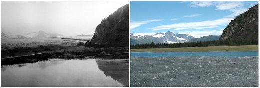 5. 베어 빙하(알래스카). 1909년 7월 - 2005년 8월