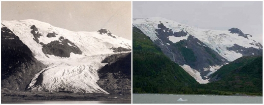 11. 터보건 빙하(알래스카). 1909년 6월 - 2000년 9월