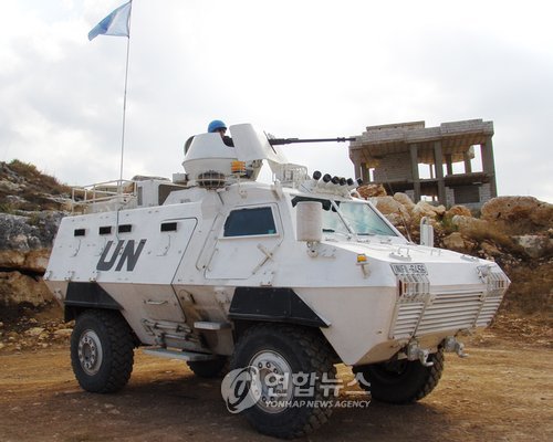 유엔 평화유지군 부대의 장갑차 사진. <<연합뉴스 자료사진>>