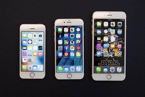 애플이 내년에 OLED를 장착한 아이폰을 출시할 것이란 전망이 제기됐다. 사진 왼쪽부터 아이폰SE, 아이폰6S, 아이폰6S 플러스. (사진=씨넷)