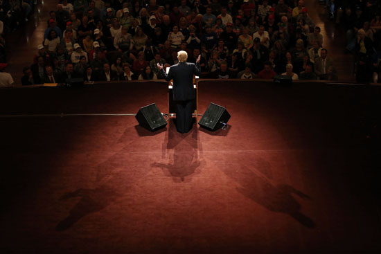 ⓒAFP : 5월2일 도널드 트럼프 공화당 대선 예비경선 후보가 미국 인디애나 주 경선에서 연설하고 있다.