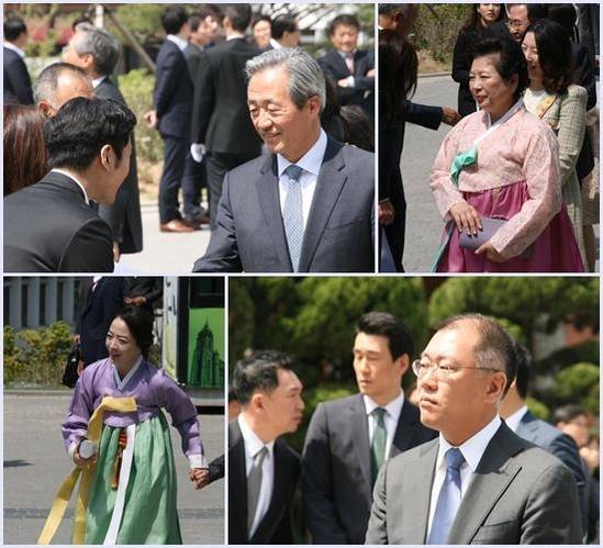 지난 4월 명동성당에서 결혼식을 올린 정성이 이노션 고문의 차남 선동욱 씨의 결혼식에 정몽준 아산재단 이사장, 현정은 현대그룹 회장, 정의선 현대차그룹 부회장, 노현정 전 아나운서가 참석했다. /윤희훈 기자