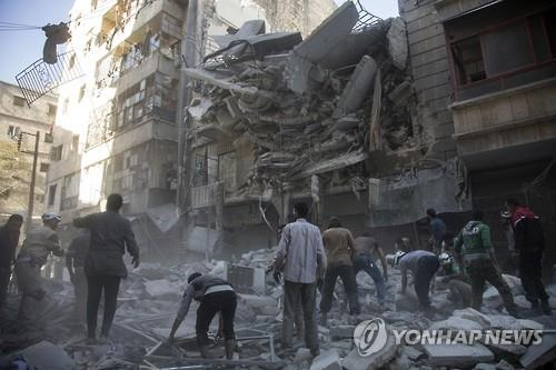 공습 당한 시리아 알레포 [AFP=연합뉴스]