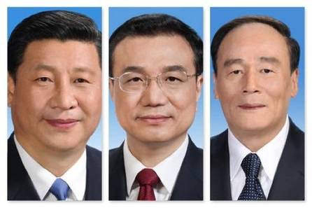 중국 공산당이 내년 가을 확정할 차기 지도부에 시진핑 국가주석(왼쪽부터)과 리커창 총리가 유임될 것으로 예상되는 가운데 왕치산 기율위 서기의 유임 여부가 관심사로 떠오르고 있다./바이두