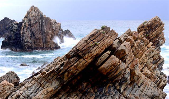 바위부채길의 다양한 해안단구 모습