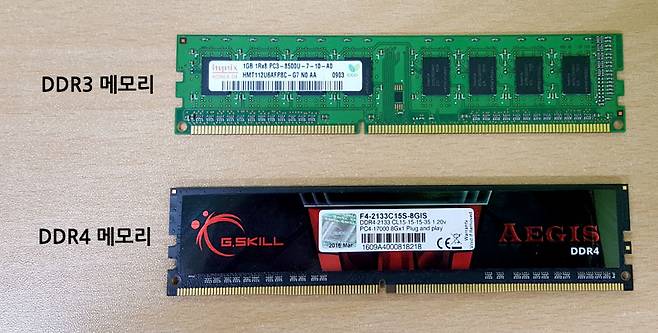 데스크탑용 DDR3 메모리와 DDR4 메모리