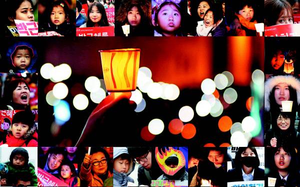 정치는 머뭇거리고 있다. 지난 주말 190만명의 시민들이 “박근혜 대통령 퇴진”을 외쳤는데도 지지율 4% 대통령과 15% 여당은 버티고, 야당은 민의를 대의하지 못했다. 주말마다 전국의 광장에서 울려 퍼지는 노래가 ‘헌법 제1조’다. “모든 권력은 국민으로부터 나온다.” 분노한 시민들은 3일 전국 각지에서 다시 6차 촛불집회를 연다. 주권자인 시민들이 대통령의 직무를 즉각 정지시키고 권력을 회수하겠다며 나서고 있다. 사진은 5차례의 촛불집회에 참여한 시민들을 경향신문이 촬영한 것이다.