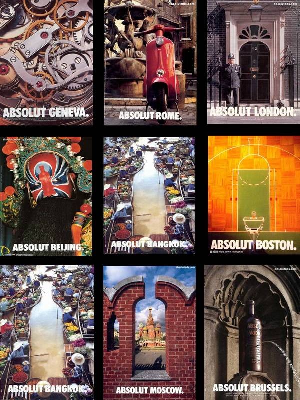 세계 각국의 앱솔루트보드카 광고