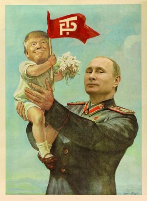 블라드미르 푸틴 러시아 대통령과 도널드 트럼프 미국 대통령 당선인의 관계를 묘사한 풍자화. wonkette.com 인용