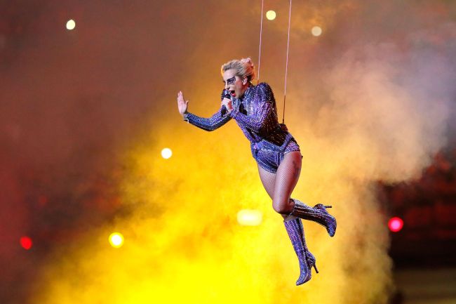 Lady Gaga performs during the Pepsi Zero Sugar Super Bowl 51 Halftime Show at NRG Stadium on Sunday in Houston, Texas. AFP-Yonhap