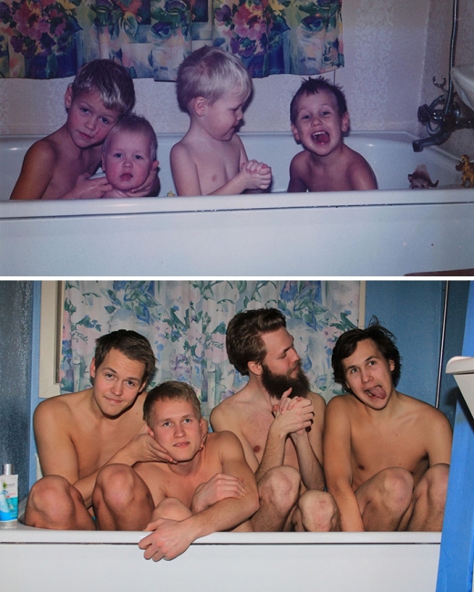 ‘동생아, 저기봐!’ 이제 형제들이 다 같이 목욕하기에 욕조가 너무 작다. (사진=보어드 판다)