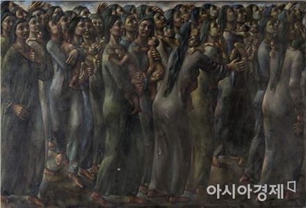 라팁 싯디크, 어머니들-평화의 행진, 1940년대 초, 캔버스에 유채, 132x194cm, 카이로이집트근대미술관 소장