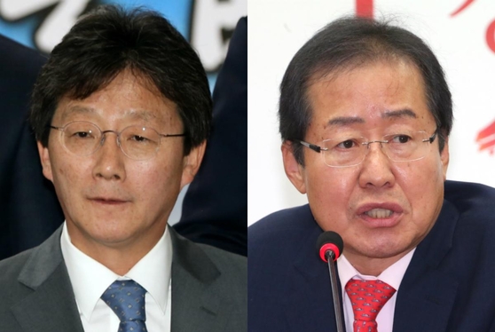 유승민 바른정당 대선 후보(왼쪽)와 홍준표 자유한국당 대선 후보(오른쪽) / 사진=연합뉴스