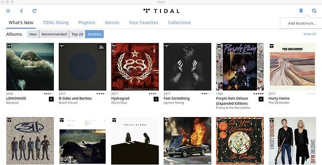 타이달이 서비스중인 MQA 음원들 © News1