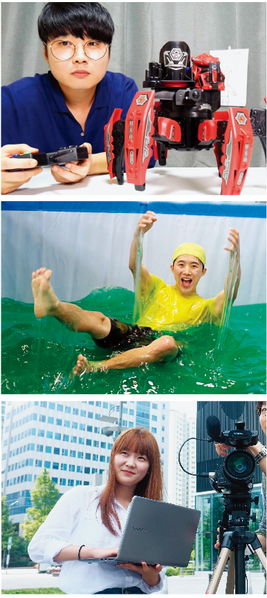 유명 크리에이터 꾹TV, 허팝, 양띵(위부터). 이들은 하루도 빼놓지 않고 꾸준히 콘텐츠를 올리며 유튜브 구독자 수를 늘리고 있다.[꾹TV 유튜브 캡처,허팝 유튜브 캡처,동아일보]