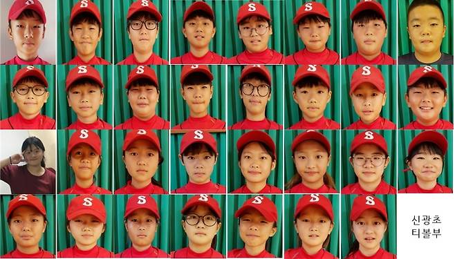 남자 16명·여자 15명으로 구성된 제주 신광초등학교 티볼부. © News1