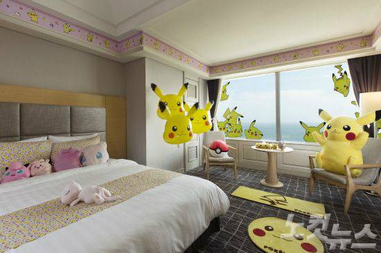 귀여운 포켓몬친구들이 반겨주는 부산 해운대 그랜드호텔 캐릭터룸(사진=웹투어 제공)