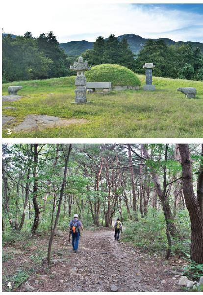 [월간산]3 석문봉 동쪽 자락의 남연군 묘. / 4 옥양봉에서 상가리로 하산하는 길의 솔숲.