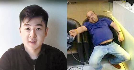 2월 피살 당시 김정남의 모습(오른쪽)과 그의 아들 김한솔