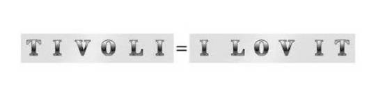 티볼리 영문명 'TIVOLI'를 뒤집으면 I LOV IT이 된다. 쌍용차관계자는 원래 그런 효과를 의도해 이름을 지은 건 아니다며 이탈리아 티볼리 시에서 명칭을 따왔다고 설명했다.