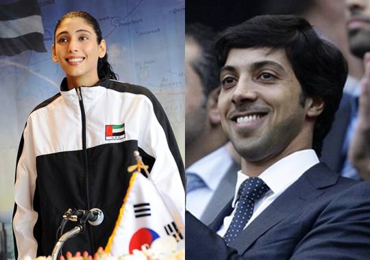 아랍에미리트연합(UAE) 아부다비 왕자 셰이크 만수르 빈 자예드 알 나얀(오른쪽)과 처제인 두바이 공주 마이타 빈트 무하마드 빈 라시드 알 막툼. AP뉴시스