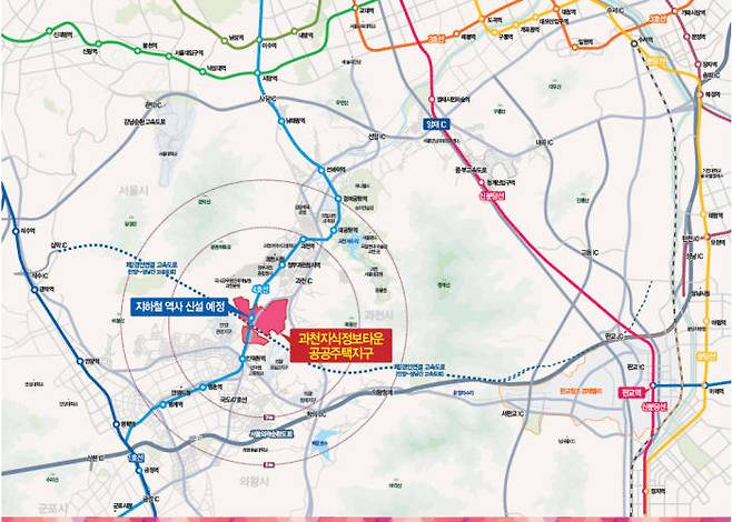 과천 지식정보타운 위치도.