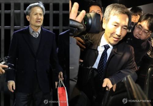 구속적부심에서 석방된 김관진 전 국방부 장관과 임관빈 전 국방부 정책실장 [연합뉴스 자료사진]