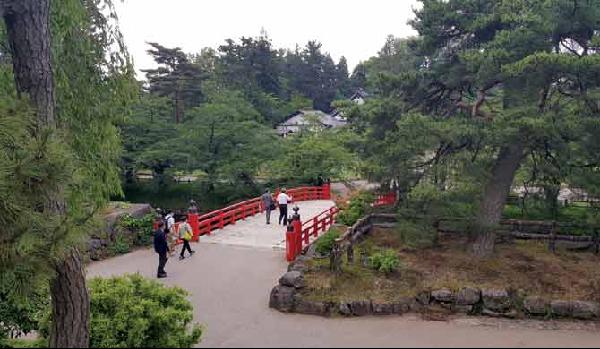 [월간산]히로사키성 안의 모습, 수많은 벚나무와 소나무가 아름답게 조경되어 있다.