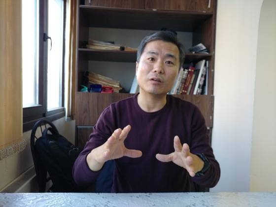 카자흐스탄 알마티 고려문화원 김상욱 원장이 남북 관계 중재로서의 고려인에 대해 이야기하고 있다. 김민욱 기자