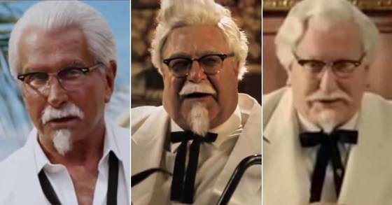 역대 KFC 광고 모델들. 왼쪽부터 조지해밀턴, 존 굿맨, 대럴 해먼드 [KFC 공식 SNS 캡처]