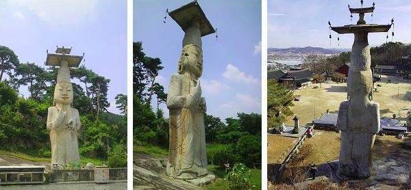 논산 관촉사 석조미륵보살입상(왼쪽부터 정면 옆면 뒷면). 문화재청 제공
