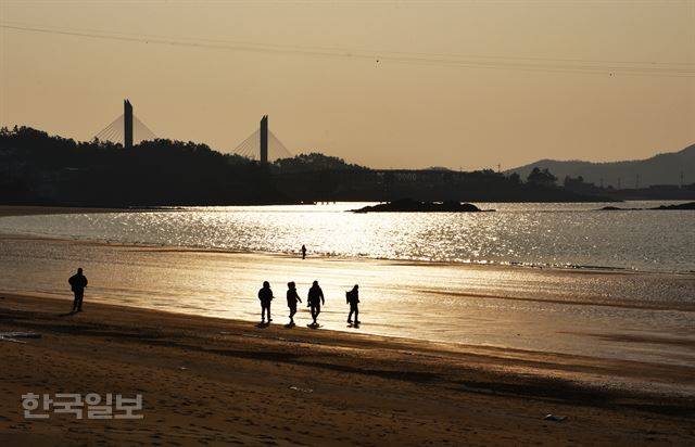 곱고 단단한 모래사장이 넓게 펼쳐진 선유해변은 자체로 훌륭한 해안산책로다.