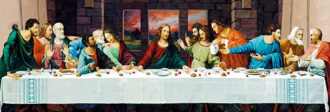 레오나르도 다빈치 등 많은 화가들이 그린 ‘최후의 만찬’. 예수 그리스도가 십자가에 못 박히기 전 유월절에 열두 제자와 성만찬예식을 하는 장면을 묘사한 것이다.