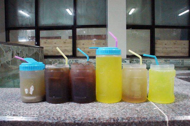 왼쪽부터 식혜, 커피, 오미자차, 데박, 매실차, 박사. 이혜미 기자