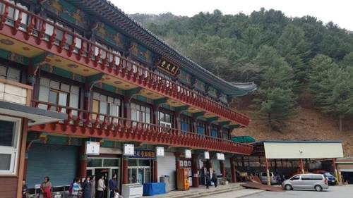 구인사 구내에 있는 버스정류장.(성연재 기자)