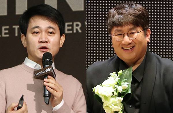 방준혁 넷마블 의장과 방시혁 빅히트엔터테인먼트 대표(사진 = 넷마블, 뉴시스)