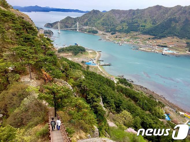 옥녀봉을 찍고 내려오는 길© News1 윤슬빈 기자