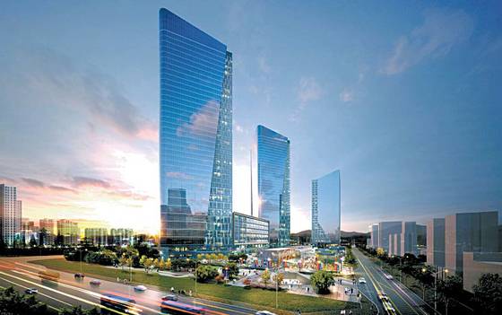 동탄테크노밸리 노른자에 매머드 지식산업센터인 금강펜테리움 IX타워가 분양 중이다. 사진은 금강펜테리움 IX타워 투시도.