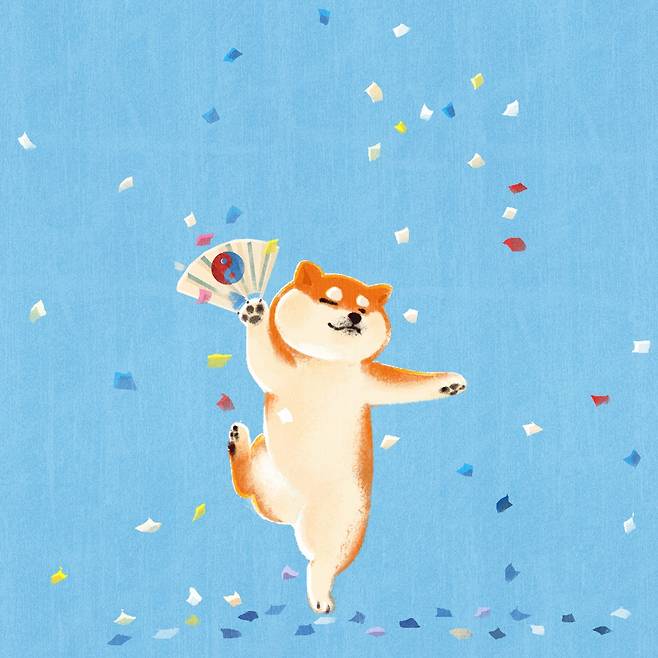 유기견의 슬픈 느낌을 표현하다 밝고 발랄한 시바견을 그렸다. 이 그림 한장으로 두 번째 책 ‘그래 백수다 시바’를 계약했다고 한다. 햄햄 작가 제공