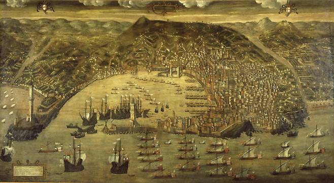 1481년의 제노바 지도. 산처럼 제공